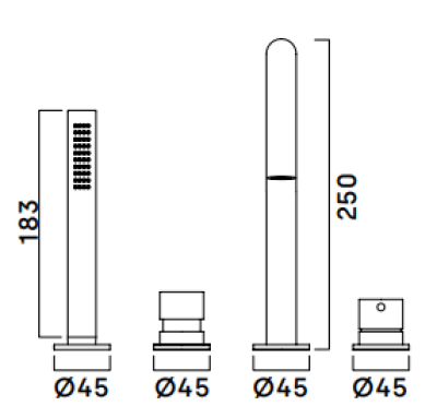 Waterevolution Flow 4-gats Badkraan voor Badrandmontage Zwart T138PR