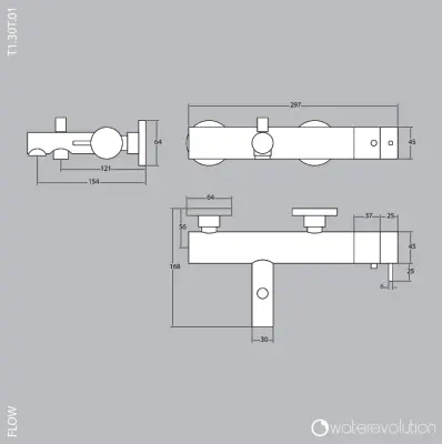 Waterevolution Flow badmengkraan met handdoucheset mat wit T130BR