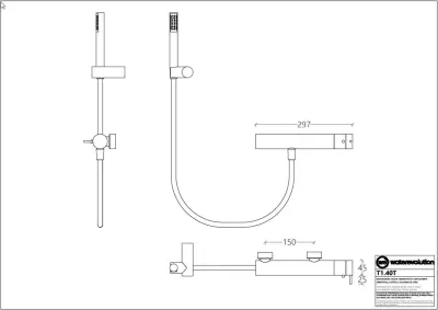 Waterevolution Flow douchethermostaat met douchegarnituur zwart T140TPR