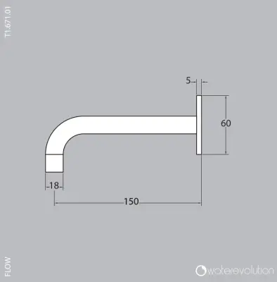Waterevolution Flow baduitloop mat wit T167115BR lengte uitloop 15cm