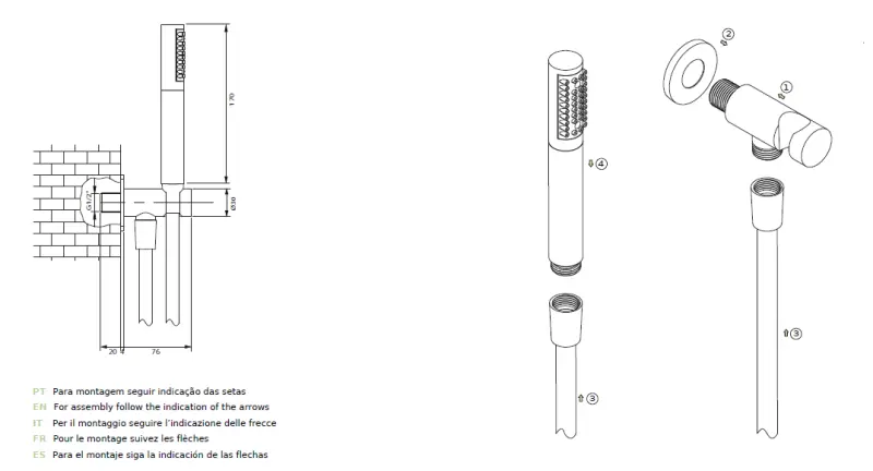 Waterevolution S22 badgarnituur RVS T4621IE