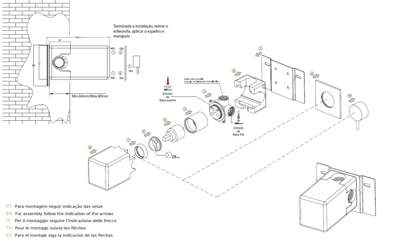 Waterevolution Flow inbouw douche- badmengkraan mat wit T142BBR