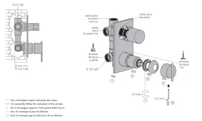 Waterevolution S22 inbouw douchethermostaatkraan met omsteller RVS T432TBIE