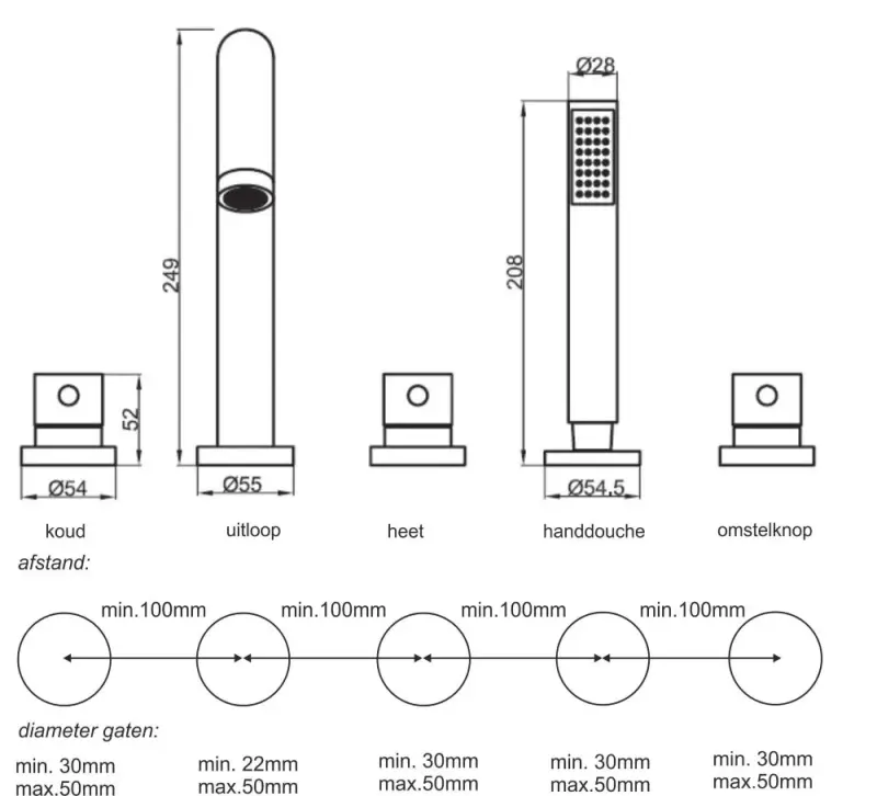 Blusani Stilo 5 gats badrandcombinatie Chroom BSB01022