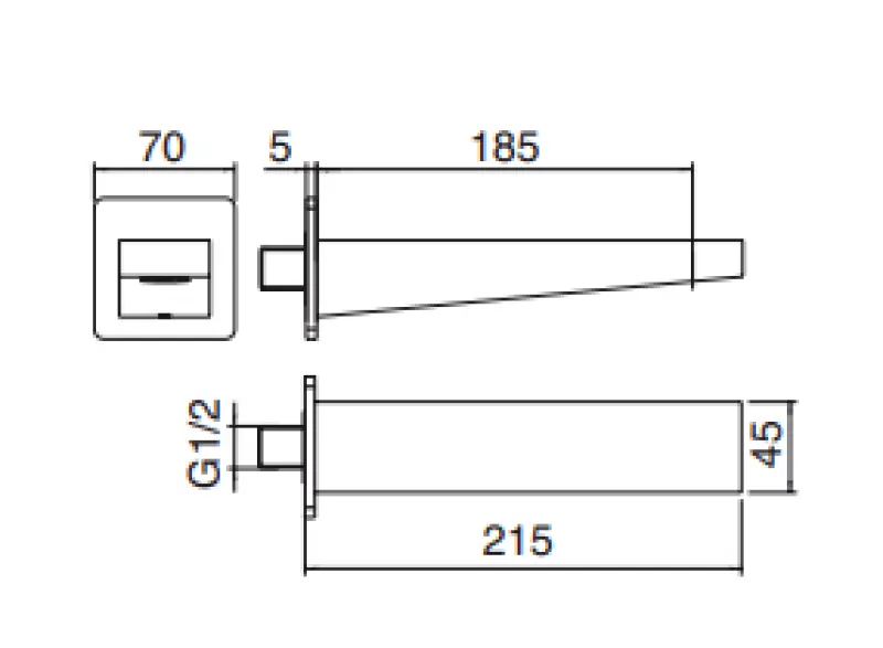 Zazzeri 100 inbouw baduitloop en wastafeluitloop chroom  185mm  36000403A00CRCR