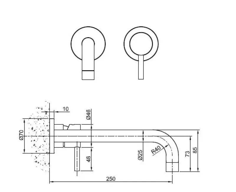 Rubio Inox inbouw wandmengkraan 250 volledig RVS 1208680702