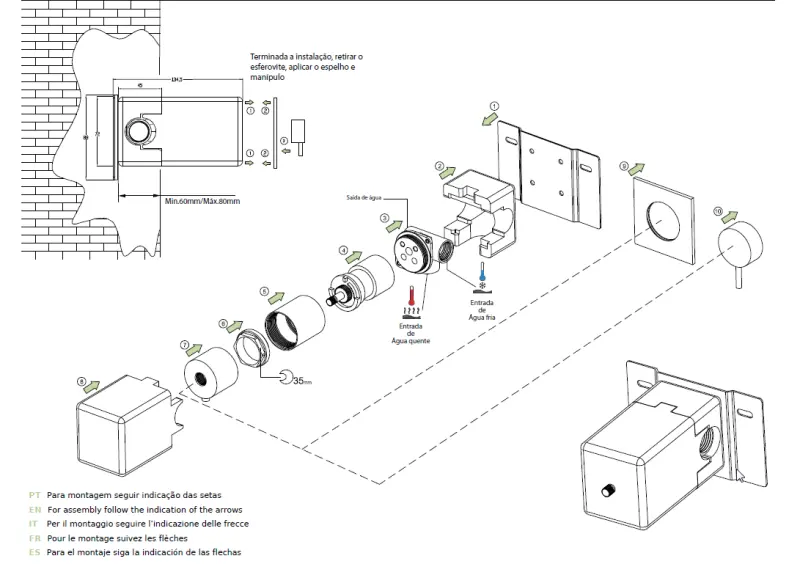 Waterevolution Flow inbouw douchethermostaat met ronde rozet mat zwart 1208778082 T142TBPR