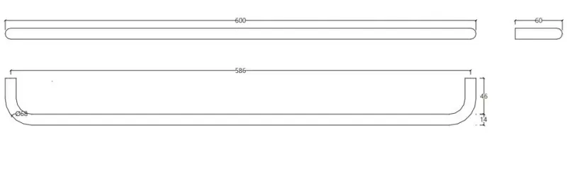 Waterevolution flow handdoekhouder 60cm mat zwart A112PR