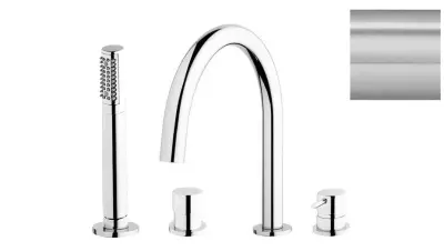 Waterevolution Flow 4-gats Badkraan voor Badrandmontage volledig RVS T138IE