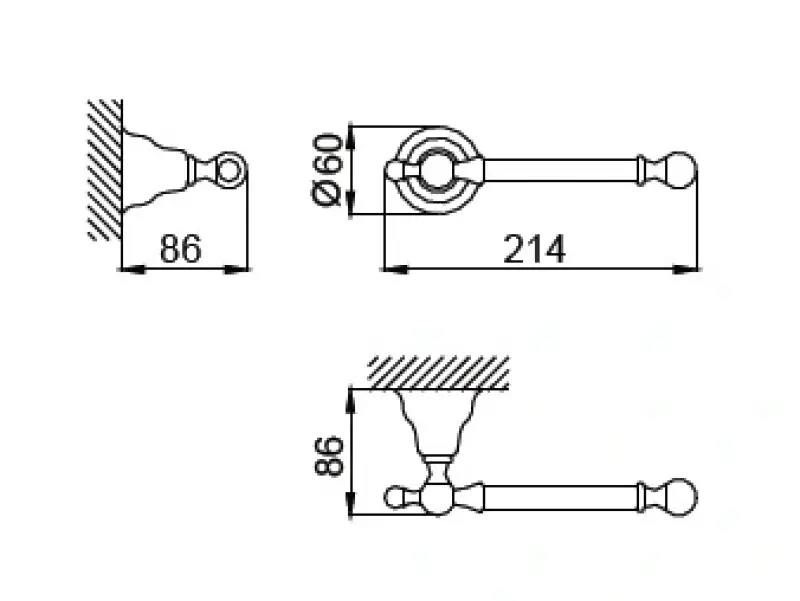 Huber Croisette Klassiek closetrolhouder Brons 4034.01H.BA