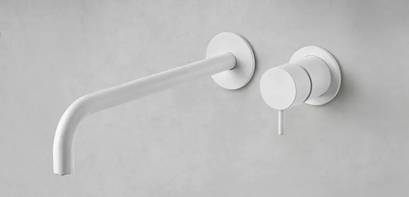 Waterevolution Flow inbouw wastafelkraan mat wit met uitloop 15cm T116BBR-15