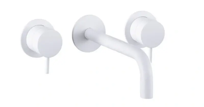 Waterevolution Flow 3-gats Inbouw Wastafelkraan Mat Wit met uitloop 21 cm T1163FBR-21