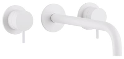 Waterevolution Flow 3-gats inbouw wastafelkraan mat wit met uitloop 15 T1163FBR-15