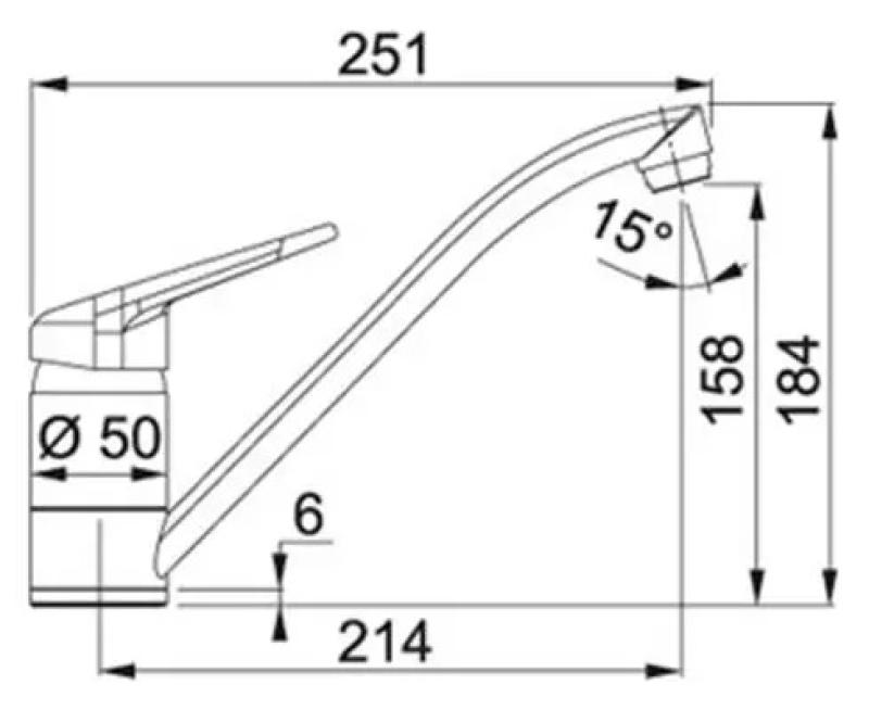 Franke Keukenkraan Delta Novara Plus vaste uitloop chroom 115.0347.142
