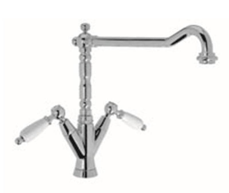 PB klassieke kraan Opbouw keukenkraan Witte hendels Chroom 1208854202