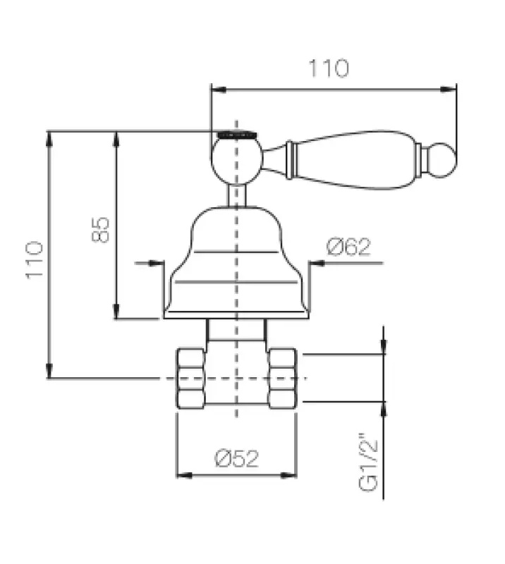 PB klassieke kraan inbouw stopkraan met witte hendel Brons 1208854662