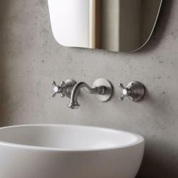 PB klassieke inbouw muurkraan met sterknoppen 16 cm uitloop RVS 1208855062