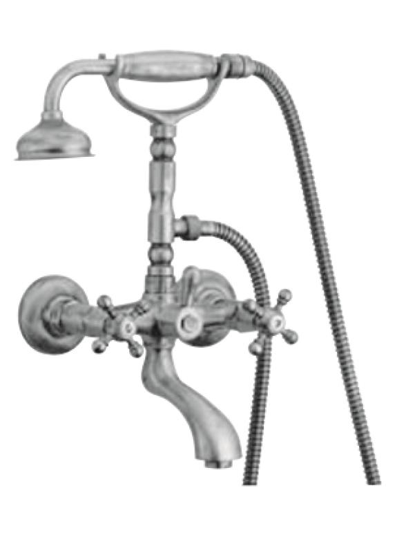 PB klassieke kraan opbouw badkraanset met sterknoppen Chroom inclusief handdouche 1208855152