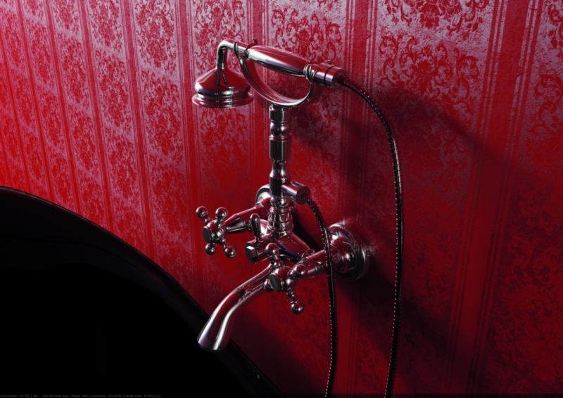 PB klassieke kraan opbouw badkraanset met sterknoppen RVS inclusief handdouche 1208855172