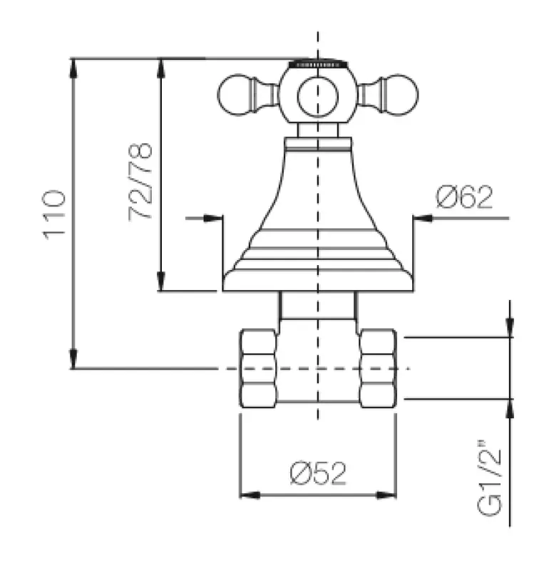PB klassieke kraan inbouw stopkraan met sterknop Chroom 1208855562