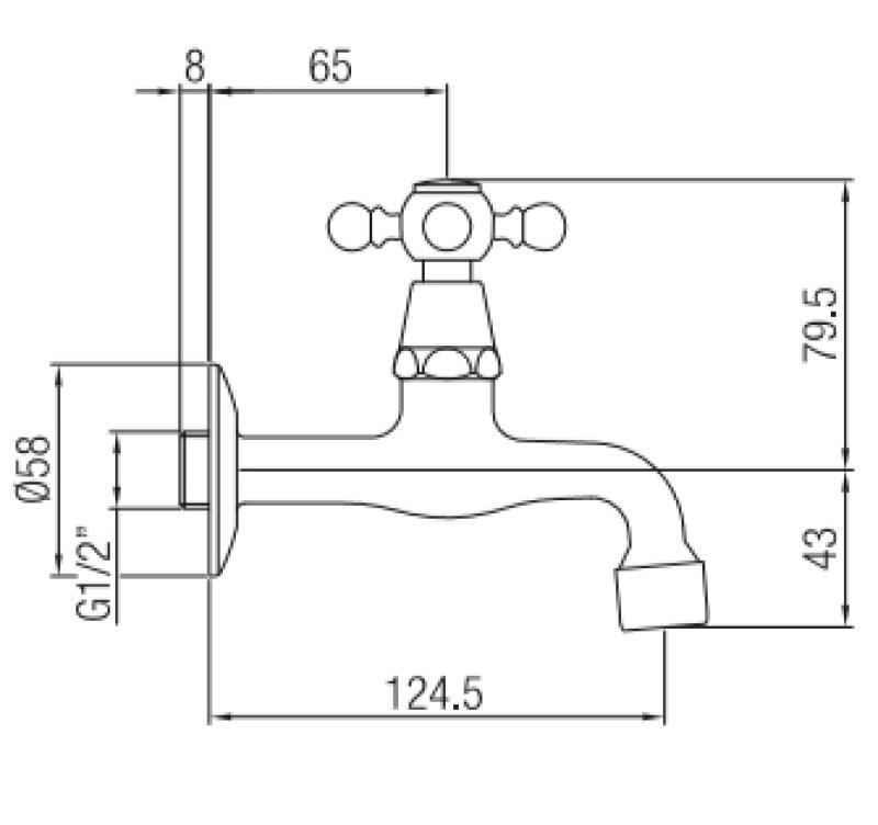 PB klassieke muurfonteinkraan met sterknop koud water RVS 1208855612