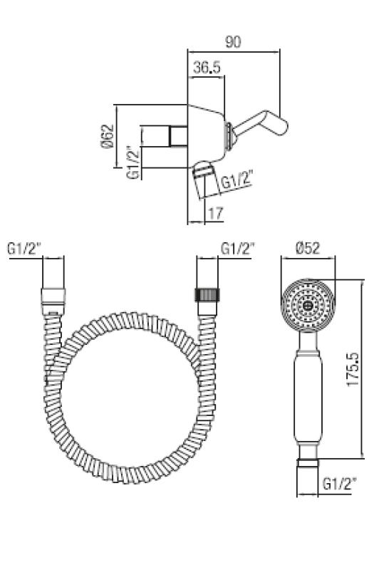 PB klassieke handdoucheset met ophanghaak brons 1208899042
