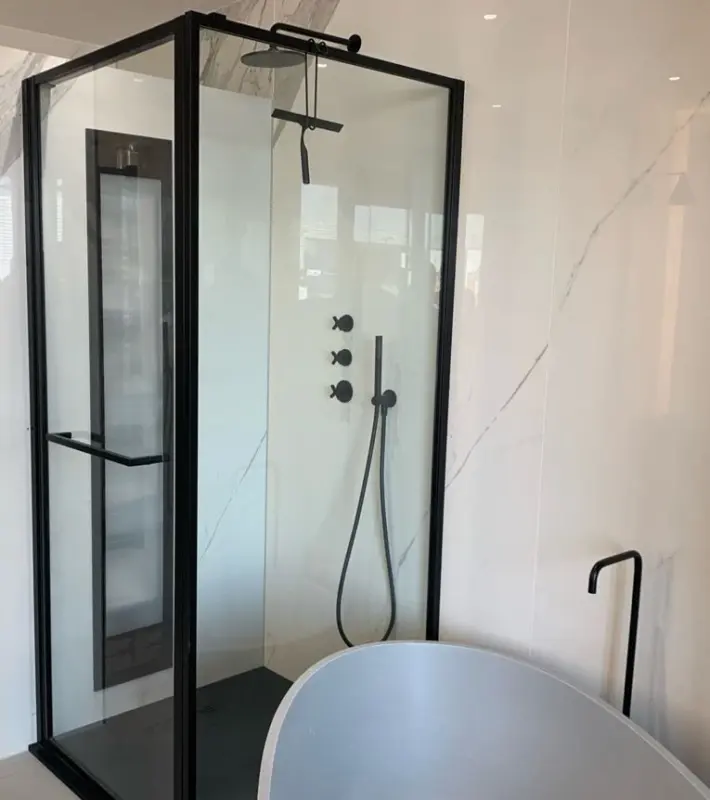 Waterevolution Cruz inbouw douchethermostaat met 3 stopkranen mat zwart 1208916562