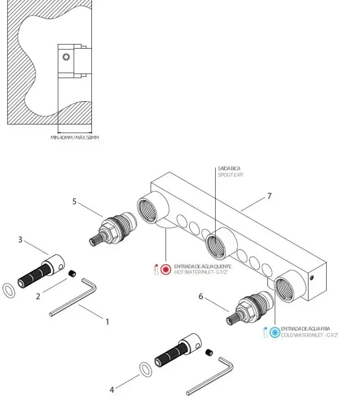 Waterevolution Cruz 3-Gats inbouw wastafelkraan mat zwart 19cm uitloop 1208916572