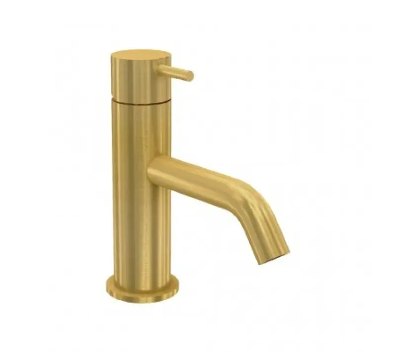 Waterevolution Flow lage wastafelkraan incl. click plug geborsteld messing  T110LE