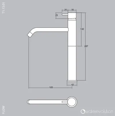 Waterevolution Flow wastafelkraan voor waskommen PVD gun metal T115GME
