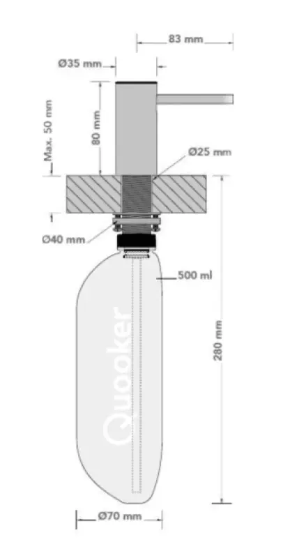 Quooker Nordic zeepdispenser zeeppomp goud ZPNGLD