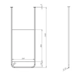 Aquadesign Alpha Spiegel plafondmontage 60x150x2cm zwart