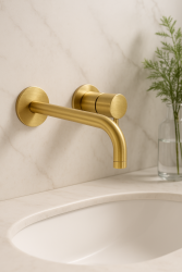 Waterevolution Flow Inbouw Wastafelkraan Geborsteld Messing met uitloop 15 cm  T116BLE-15