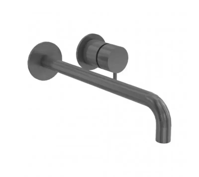 Waterevolution Flow Inbouw Wastafelkraan PVD Gun Metal met uitloop 15 cm T116BGME-15