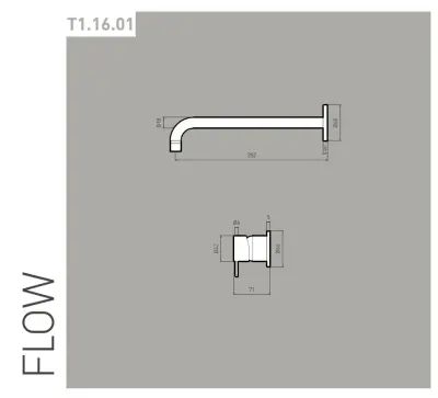 Waterevolution Flow inbouw wastafelkraan PVD Gun Metal  met uitloop 21cm T116BME-21