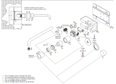 Waterevolution Flow inbouw wastafelkraan PVD Geborsteld Koper met uitloop 21cm T116CPE-21