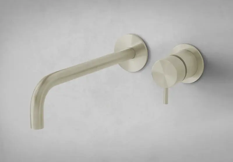 Waterevolution Flow Inbouw Wastafelkraan PVD witte goud met uitloop 15 cm T116BWGE-15