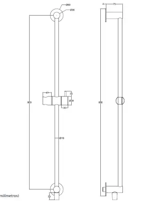 Waterevolution Flow glijstangset met handdouche 800mm Geborsteld Koper T1661CPE
