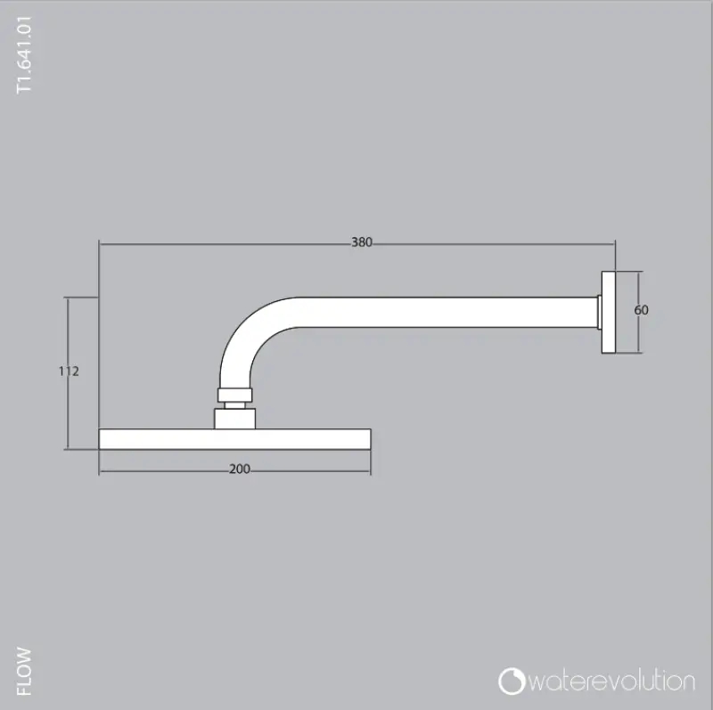 Waterevolution Flow hoofddouche 200mm met muuraansluiting Light Gold T1641WGE
