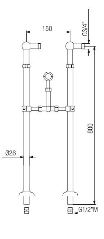 PB Vrijstaande badkraan nostalgisch sterknoppen chroom 6000