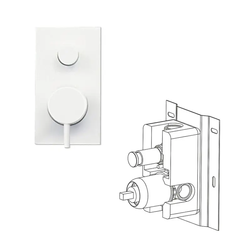 Waterevolution Flow inbouw douchethermostaat met 2 uitgangen mat wit T132TBBBR met TEC box