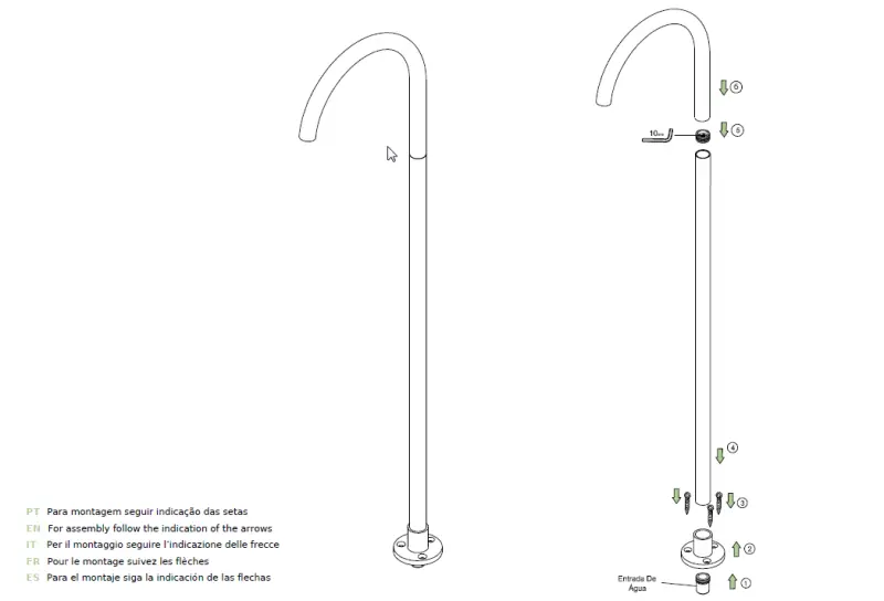 Waterevolution Flow baduitloop staand RVS T1673IE