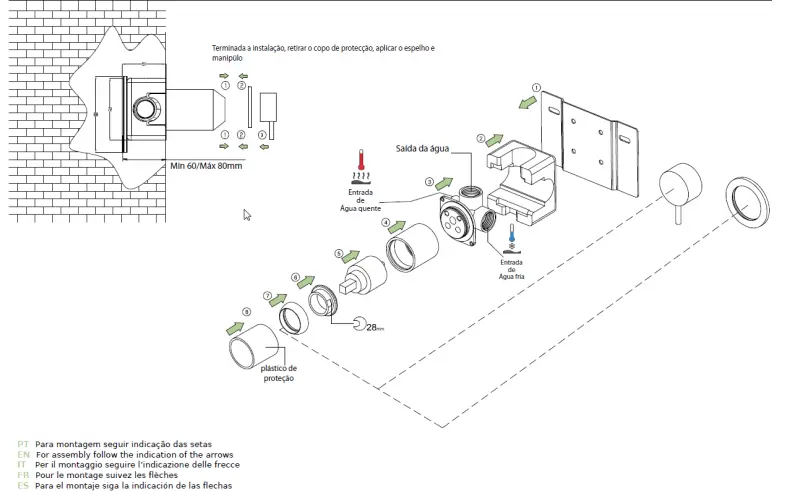 Waterevolution Flow inbouw mengkraan met 2 uitgangen RVS met ronde rozet