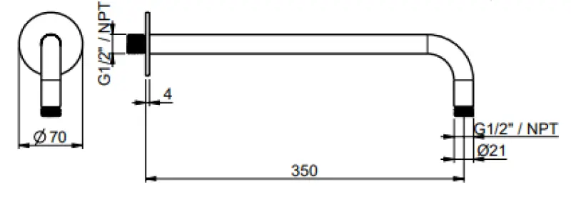 SB Round 316 muur douche arm rond 35 cm volledig RVS 1208946912