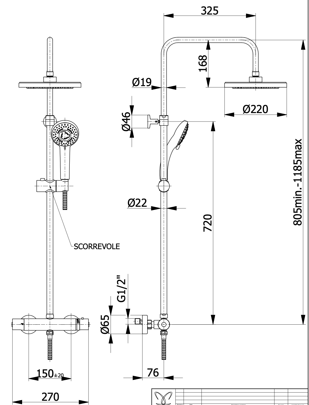 DEMM Shower thermostaat met regendouche chroom 1208946965