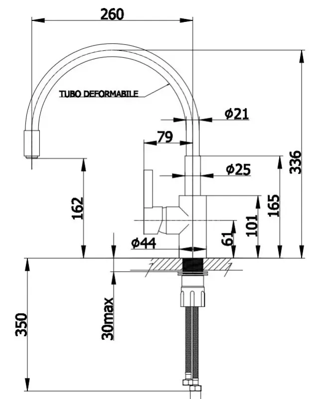 DEMM keukenkraan met draaibare uitloop chroom/zwart 1208947023