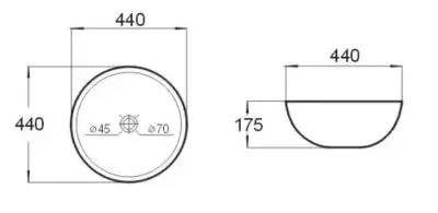 OUTLET Blusani Cera keramische opbouw waskom 44 cm glans wit BC204503