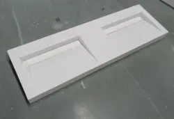 Solid-S Quatra dubbele wastafel solid surface mat wit zonder kraangat met solid cover B160xD45xH8cm 1208952415