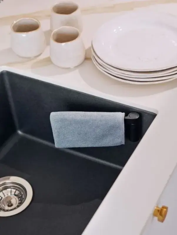 Magisso Magnetische spoelbak Vaatdoekhouder recht kunststof zwart 30201011