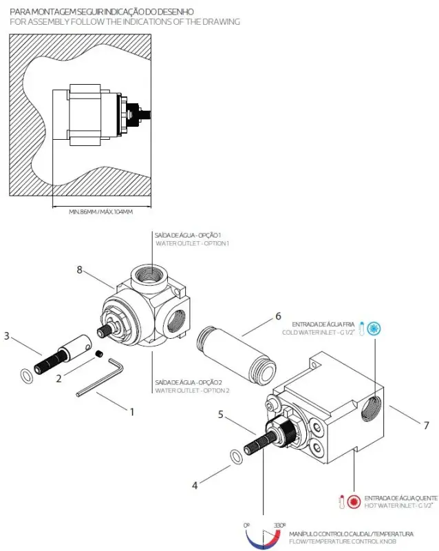 Waterevolution Flow inbouw douchethermostaat met 1 omstelkraan  koper